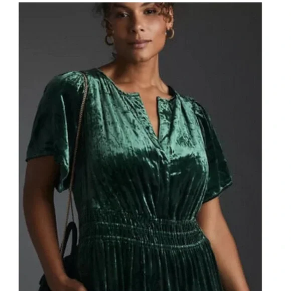 Anthropologie Somerset Velvet Edition Maxi Dress in green velvet - Picture 3 of 4